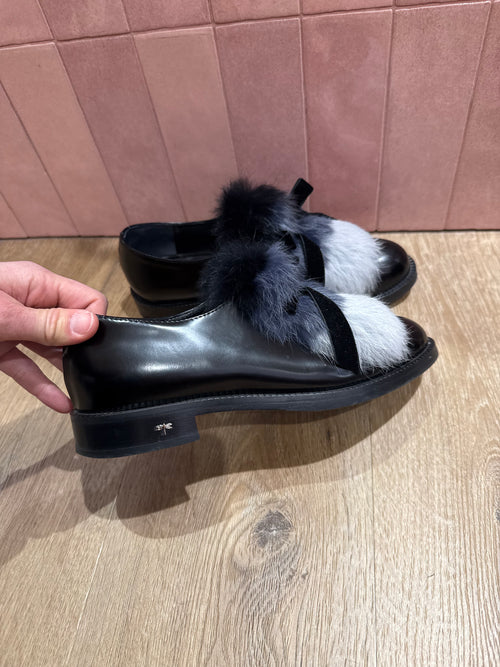 Derbies en cuir et fourrure de lapin T.37 1/2 siton