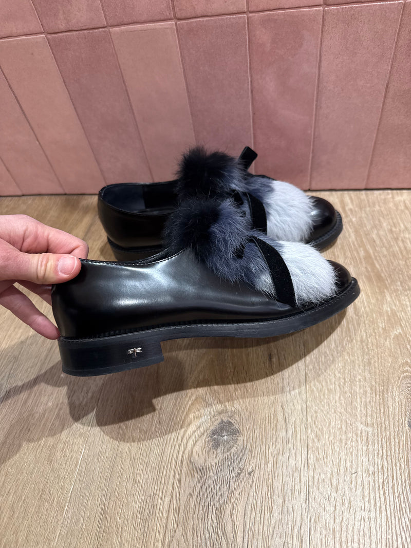 Derbies en cuir et fourrure de lapin T.37 1/2 siton