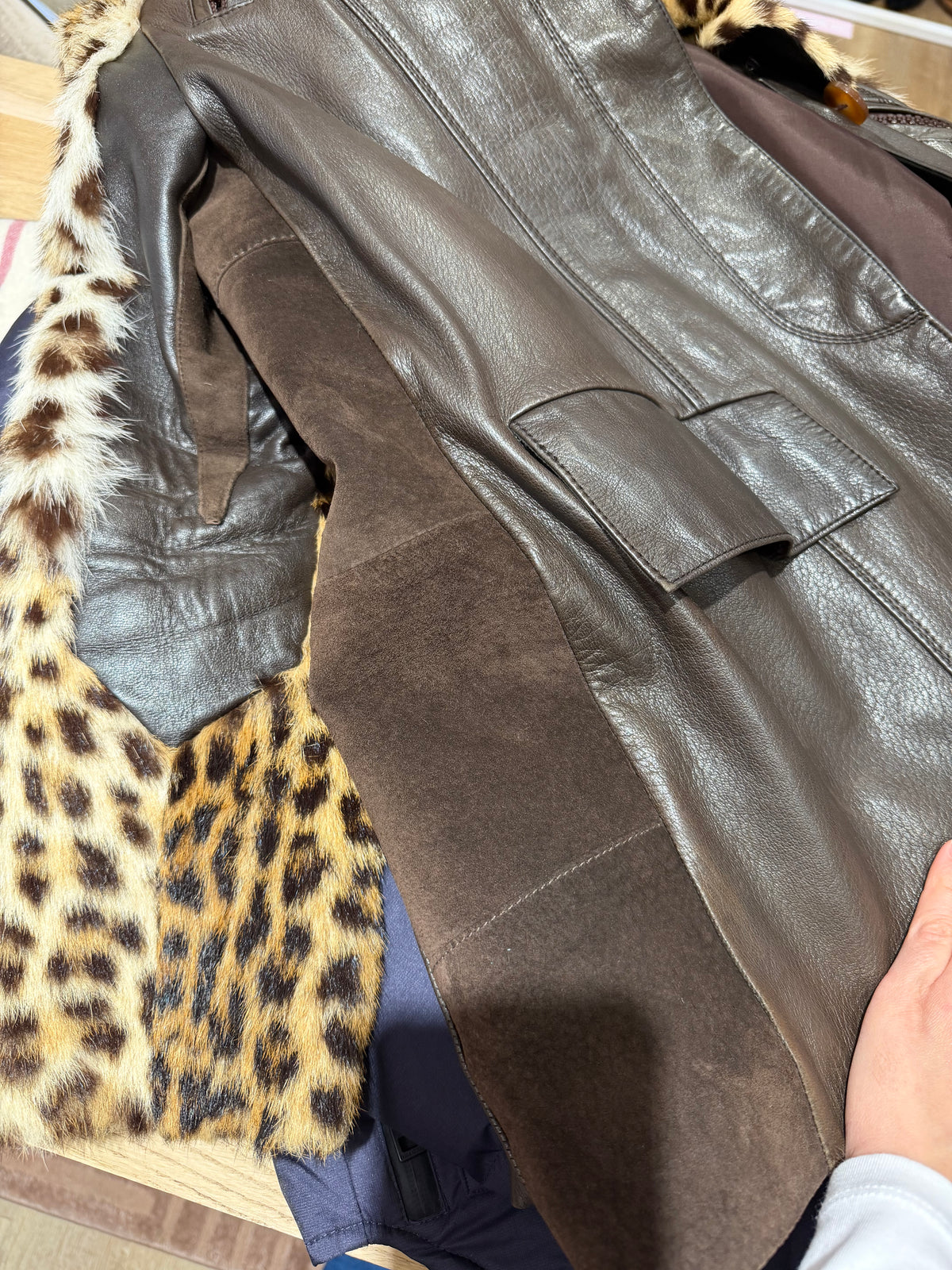 Veste en cuir vintage taille 36 fourrure 11/10
