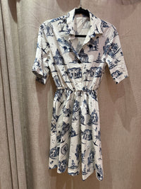Maje Robe blanche manches 3/4 bleu T.S 14/06