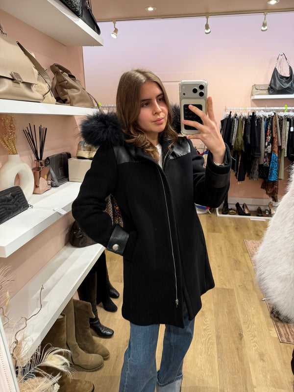 Claudie Pierlot - Manteau noir - T.36/38 12/10