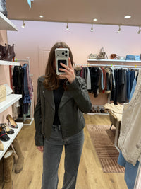 Veste en cuir kaki IKKS T.S 20/09