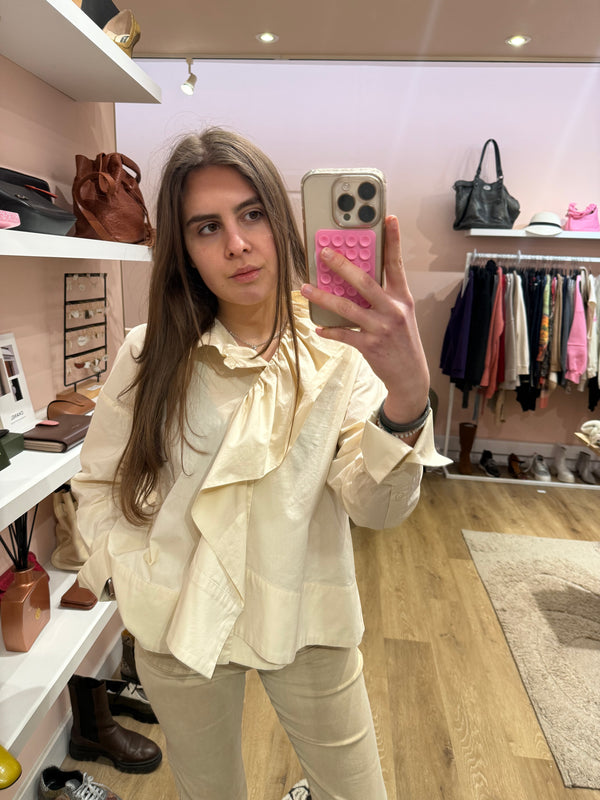 Chemise Psophia beige à volants T.M