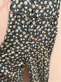 I.Code Combinaison débardeur verte fleurs roses taille 42