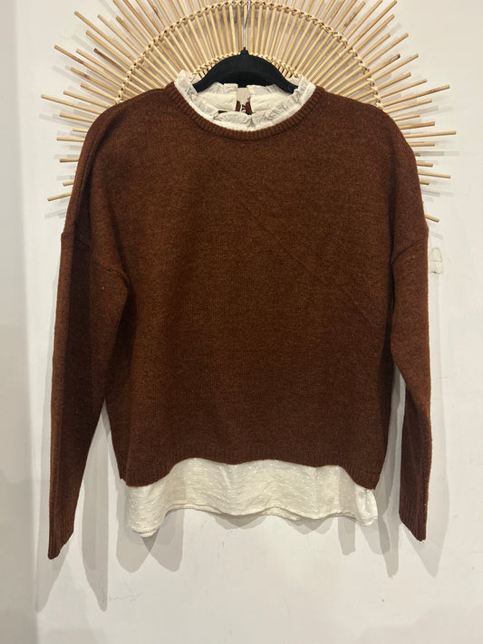 Pull marron avec col Taille M