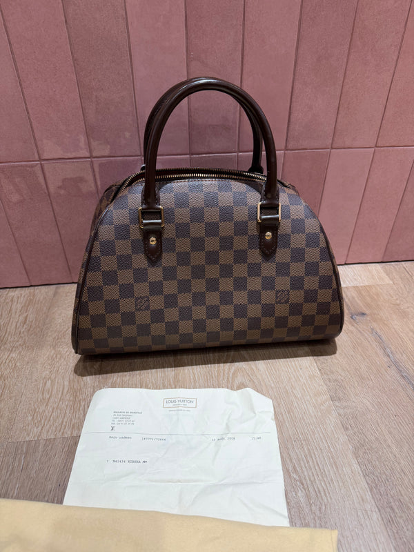 Sac Louis Vuitton Ribera Damier ébène — pochon et facture 29/10 MM