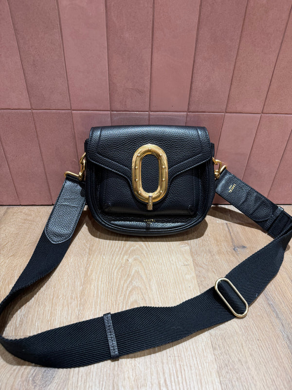 Sac noir Lancel en bandoulière, ovale, détail doré 29/10