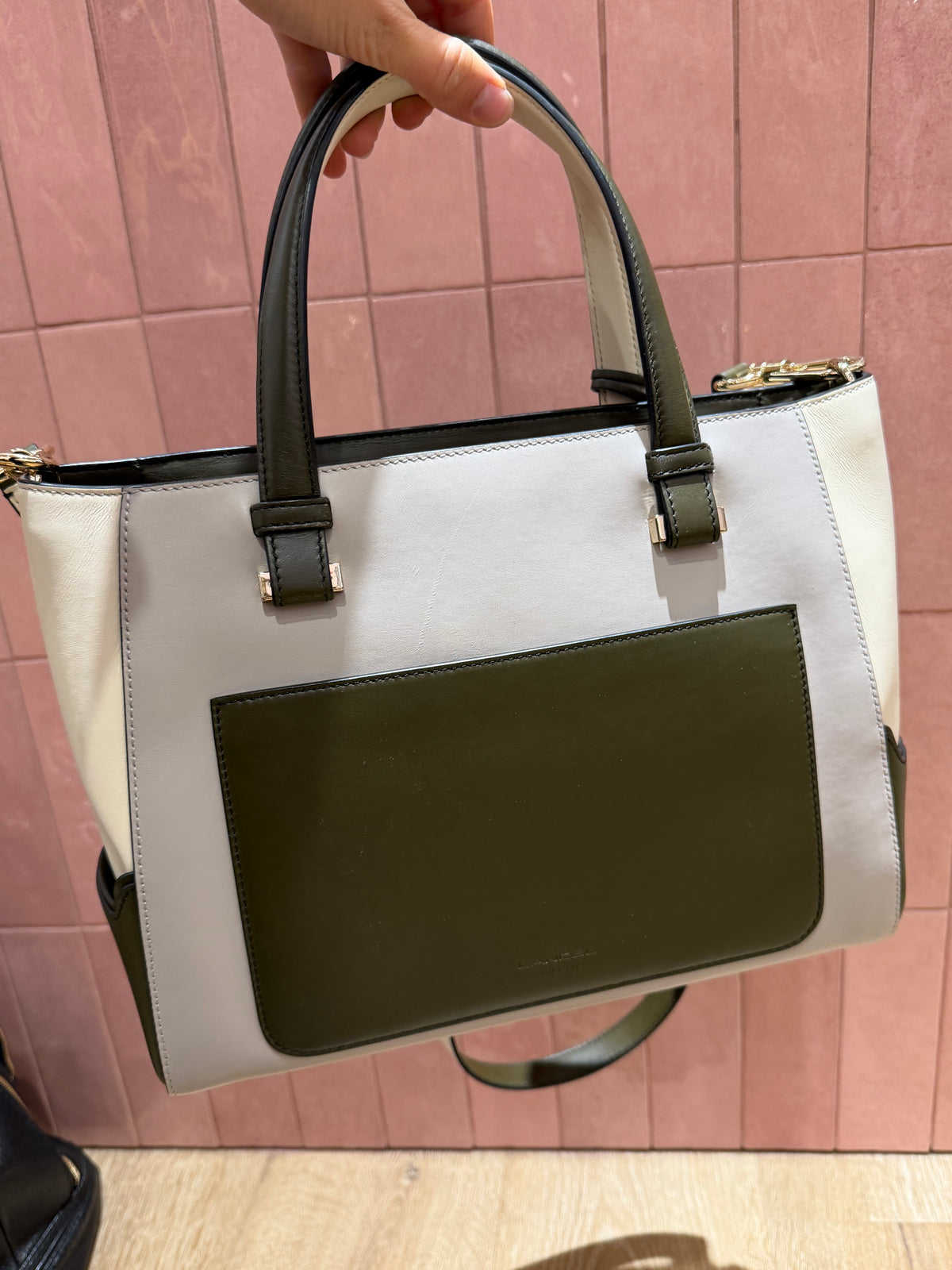 Sac Lancel kaki et blanc — pochon 29/10