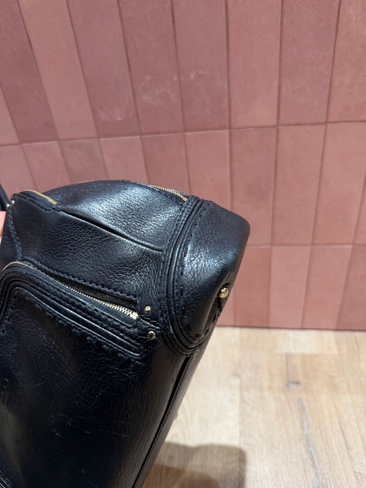 Grand sac cabas en cuir Lancel noir, poche multiples 29/10