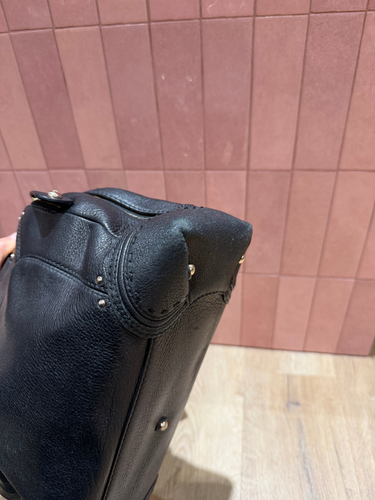 Grand sac cabas en cuir Lancel noir, poche multiples 29/10