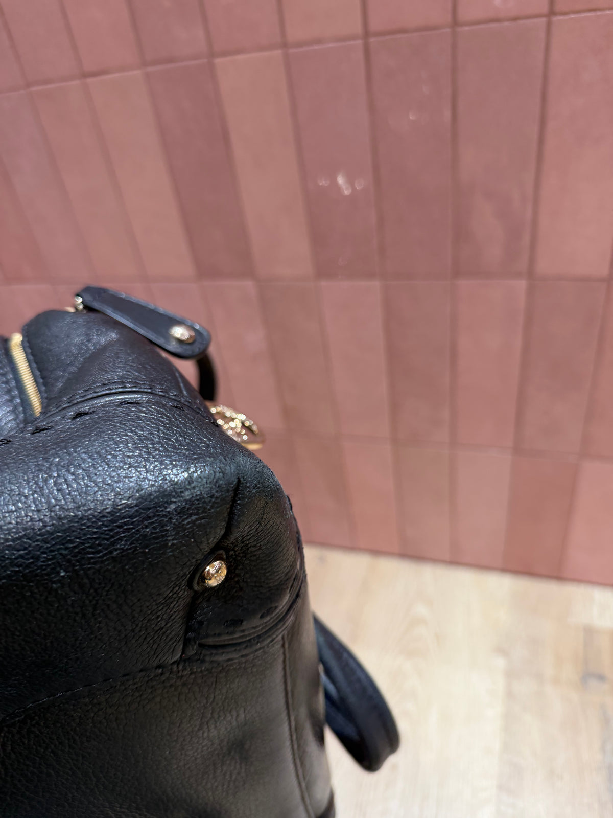 Grand sac cabas en cuir Lancel noir, poche multiples 29/10