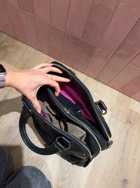 Grand sac cabas en cuir Lancel noir, poche multiples 29/10