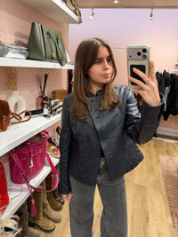 Blazer en cuir Comptoir des Cotonniers bleu nuit T.38 29/10